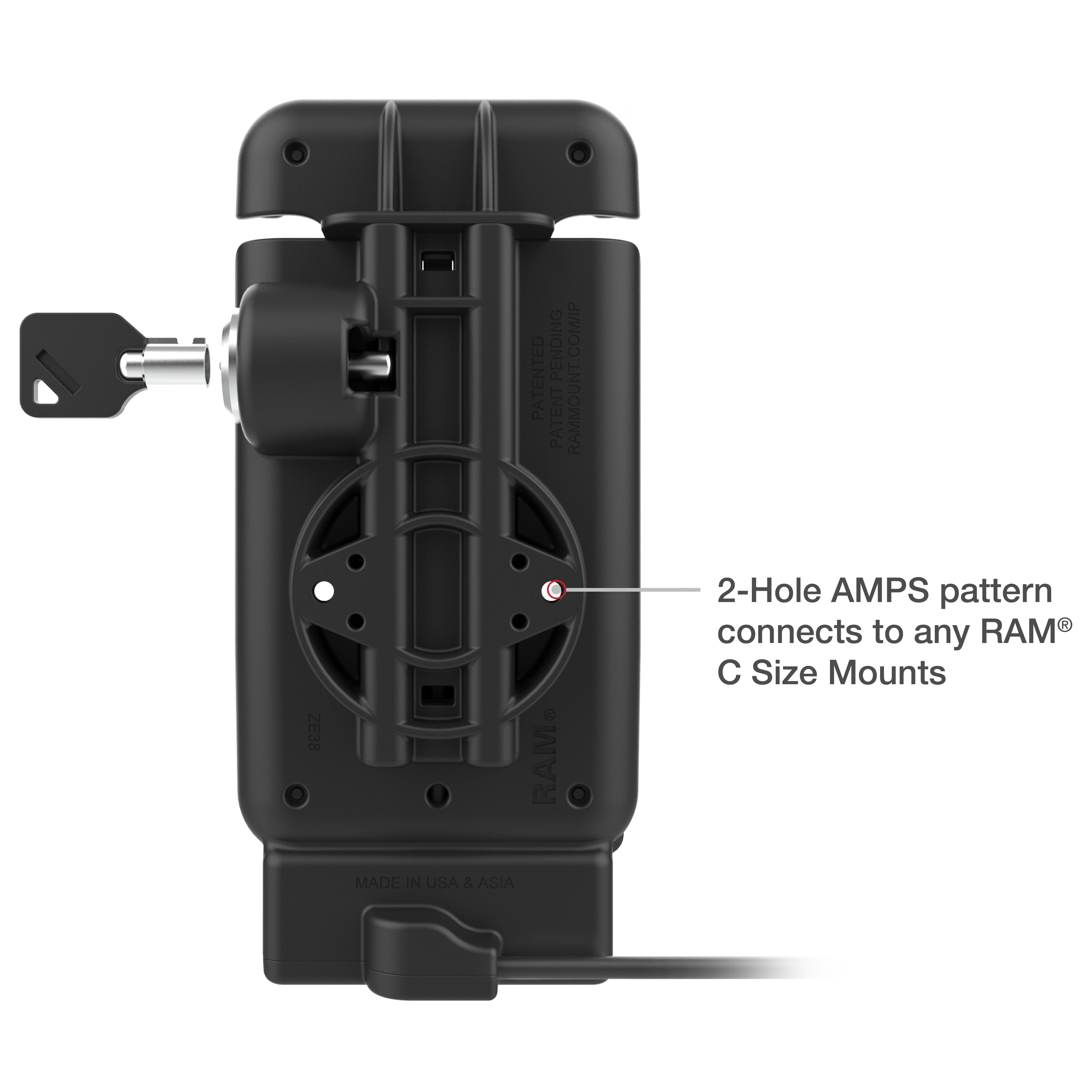 RAM Aangedreven vergrendelbaar voertuigdock voor XCover7 Pro & 6 Pro zonder hoes - RAM Mounts RAM-HOL-V15-SAM84PLU afbeelding 4