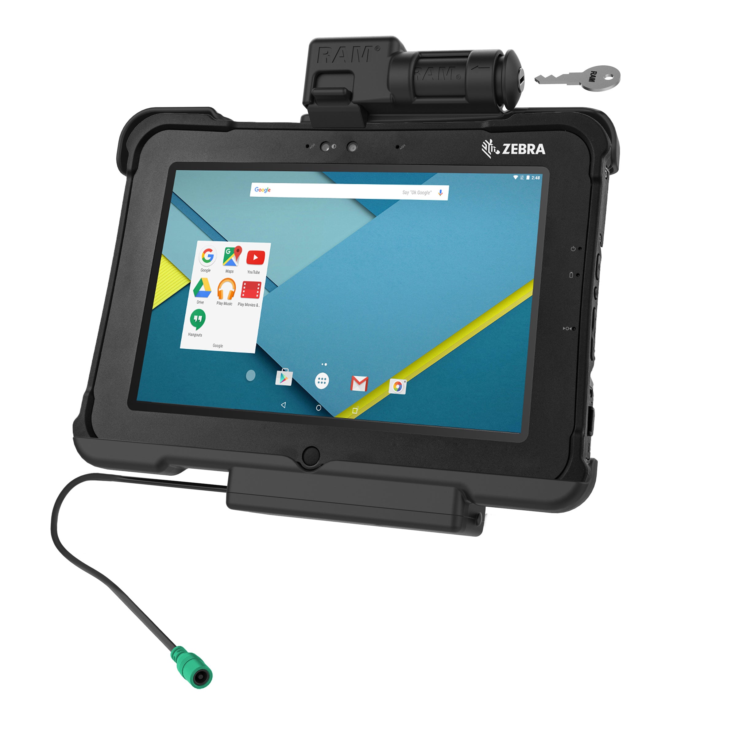 GDS® Sleutelvergrendeling Power Dock voor Zebra XSLATE L10 - RAM Mounts RAM-HOL-ZE15PKLU afbeelding 1
