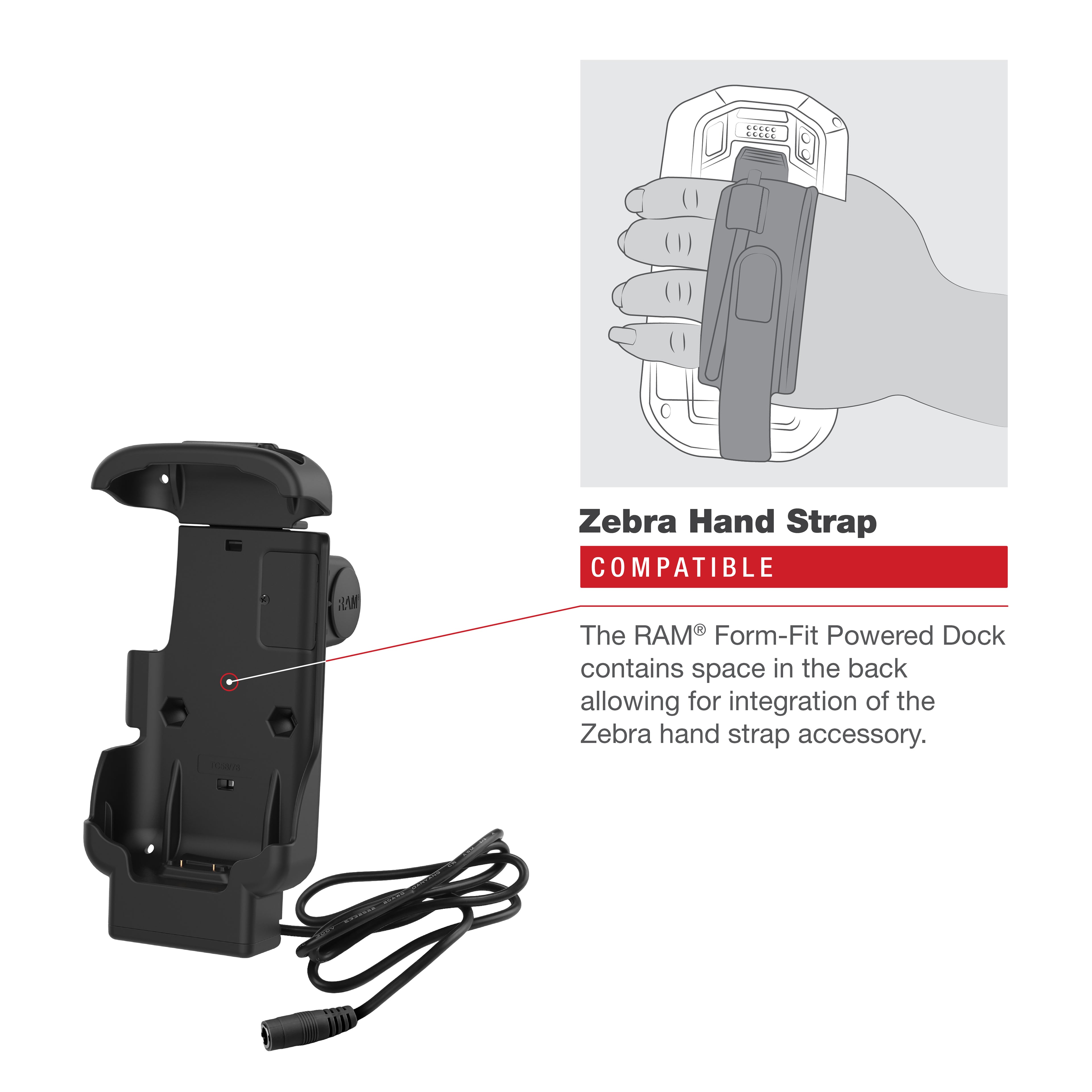 RAM Form-Fit Voedingsdok voor Zebra TC73 & TC78 - RAM Mounts RAM-HOL-ZE17-1U afbeelding 5
