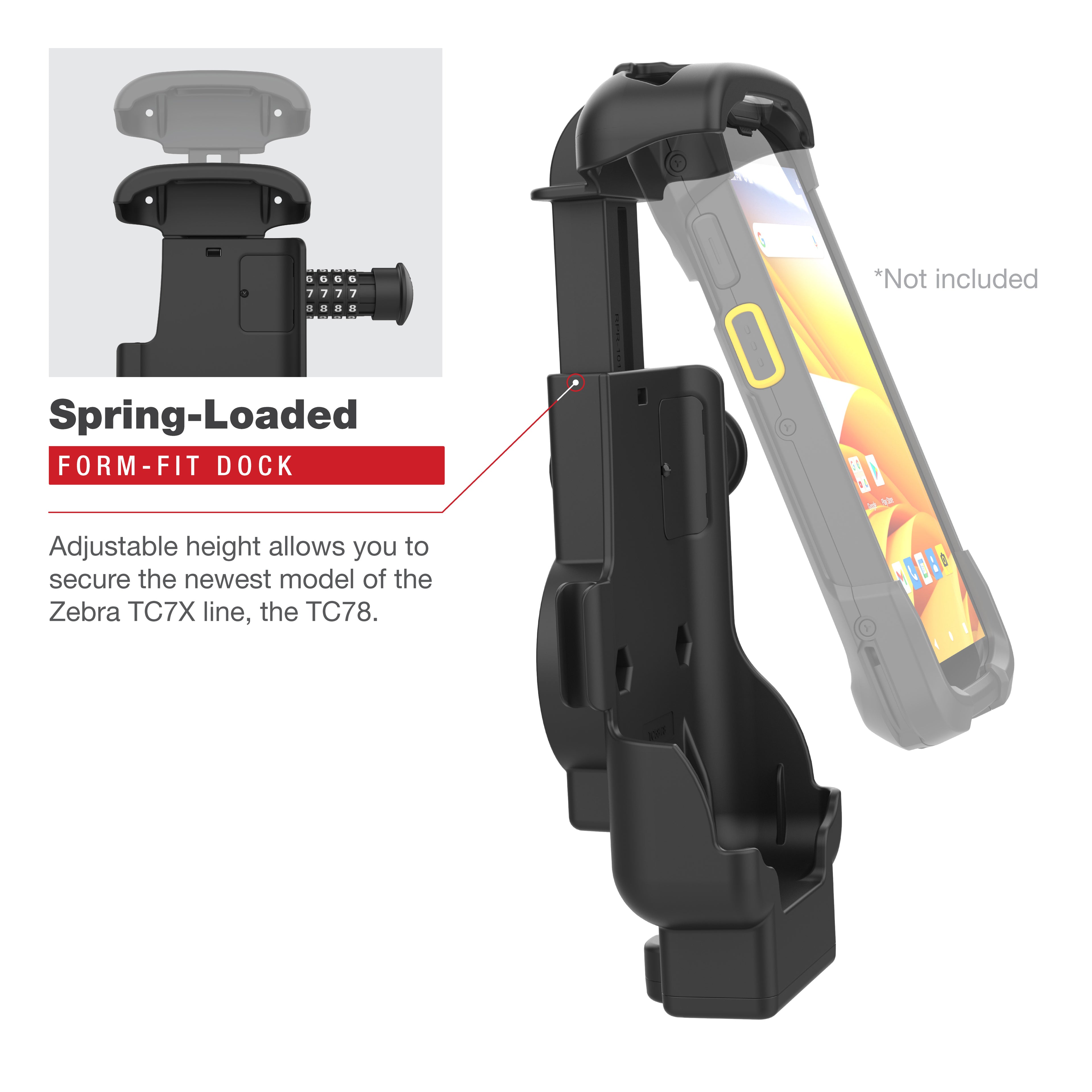 RAM Combo-Locking Form-Fit Powered Dock voor Zebra TC73 & TC78 - RAM Mounts RAM-HOL-ZE17CL-1U afbeelding 3