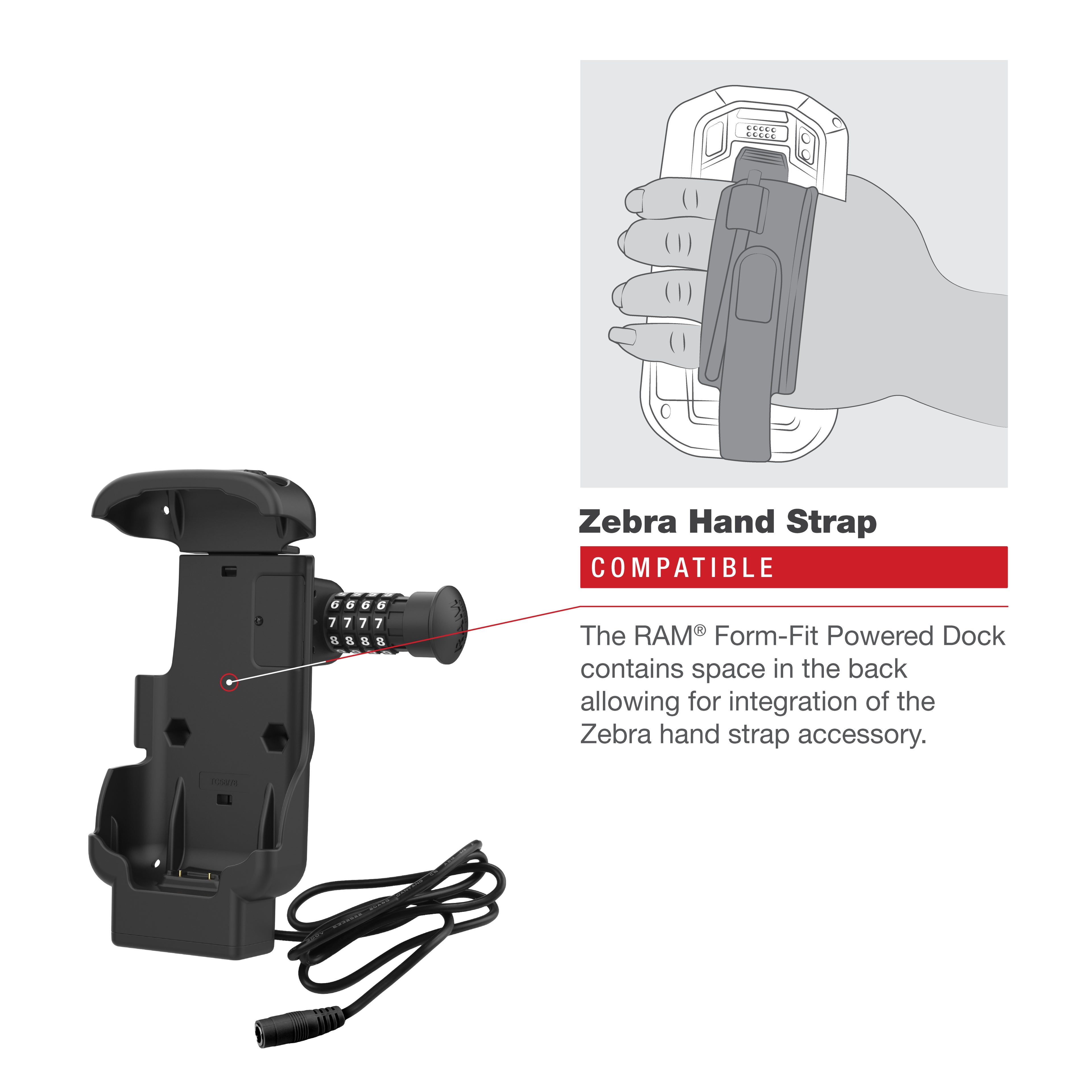 RAM Combo-Locking Form-Fit Powered Dock voor Zebra TC73 & TC78 - RAM Mounts RAM-HOL-ZE17CL-1U afbeelding 5
