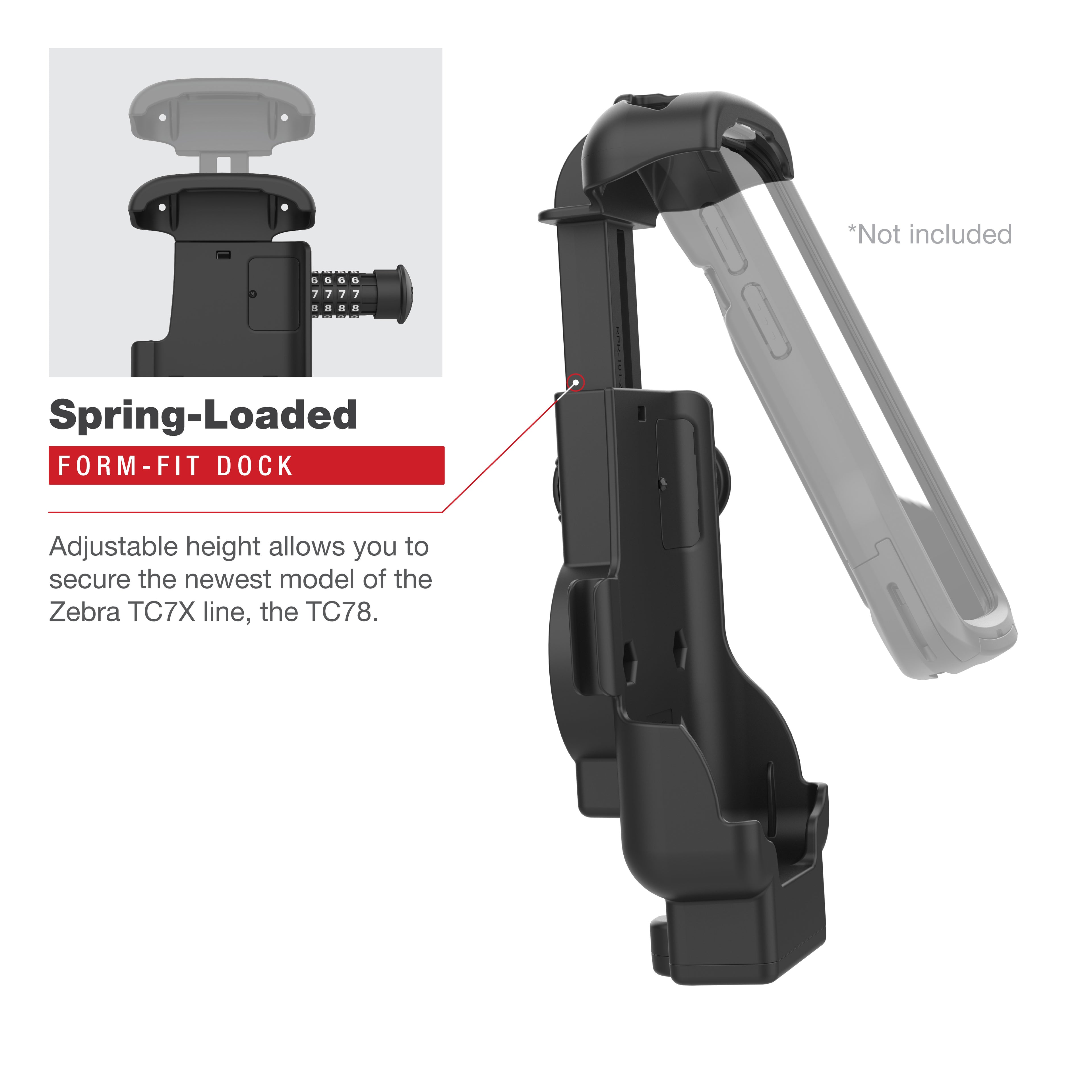 RAM Combo-Locking Form-Fit Powered Dock voor Zebra TC53 & TC58 - RAM Mounts RAM-HOL-ZE17CL-2U afbeelding 3