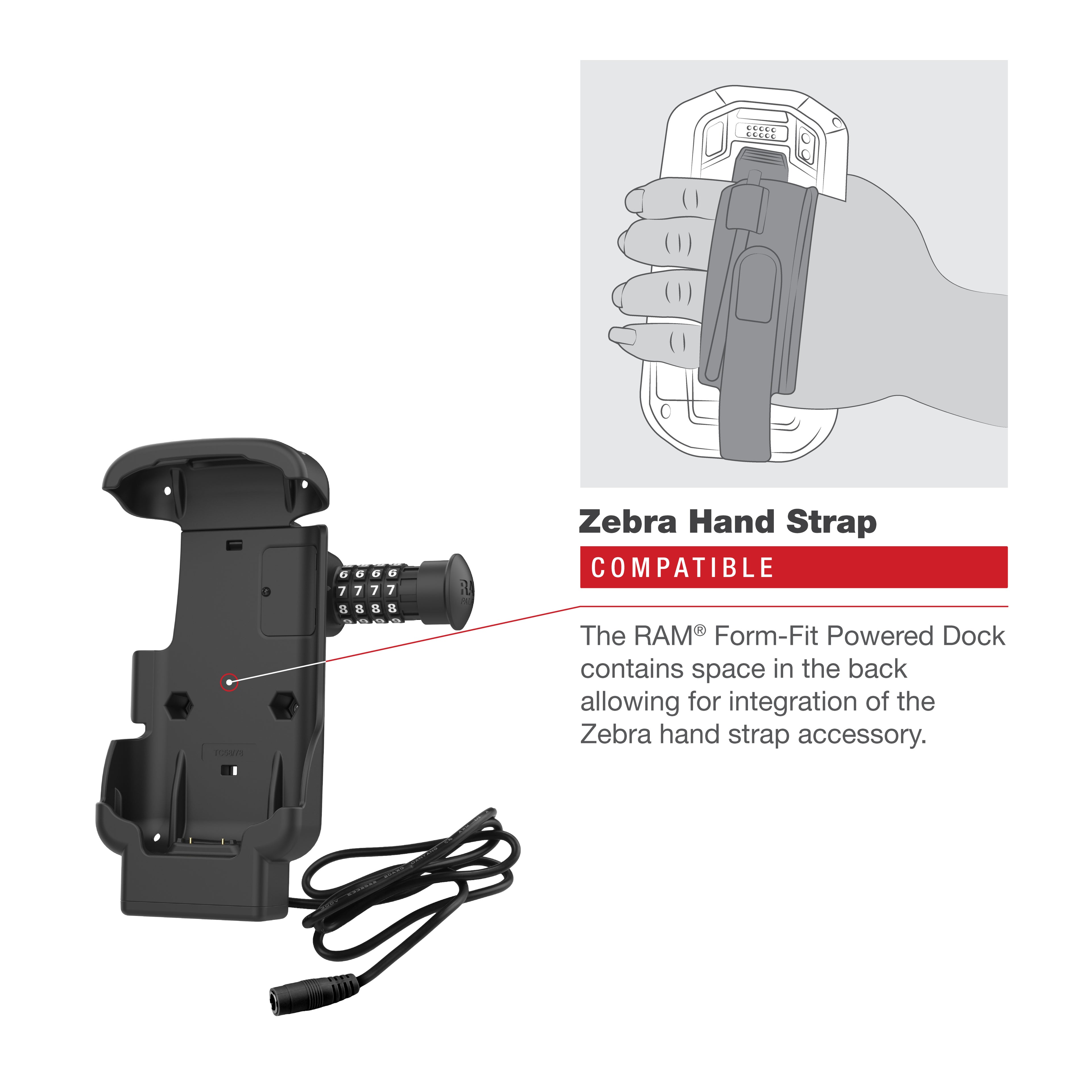 RAM Combo-Locking Form-Fit Powered Dock voor Zebra TC53 & TC58 - RAM Mounts RAM-HOL-ZE17CL-2U afbeelding 5