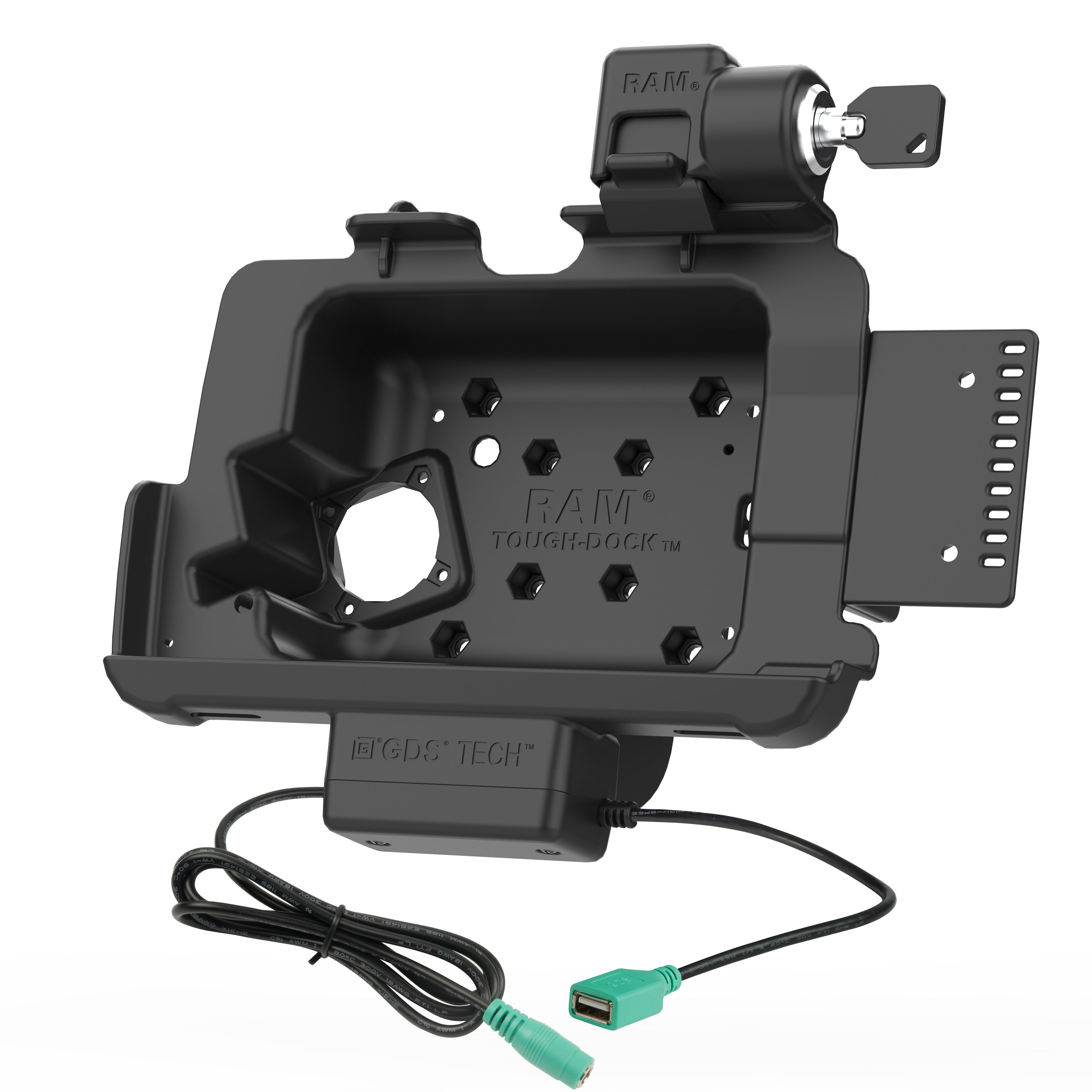 Vergrendelbare RAM Tough-Dock™ Oplaadfunctie + Data ondersteuning voor Zebra ET10,16 cm (4") X 20,32 cm (8") - RAM Mounts RAM-HOL-ZE20PDKLU afbeelding 2