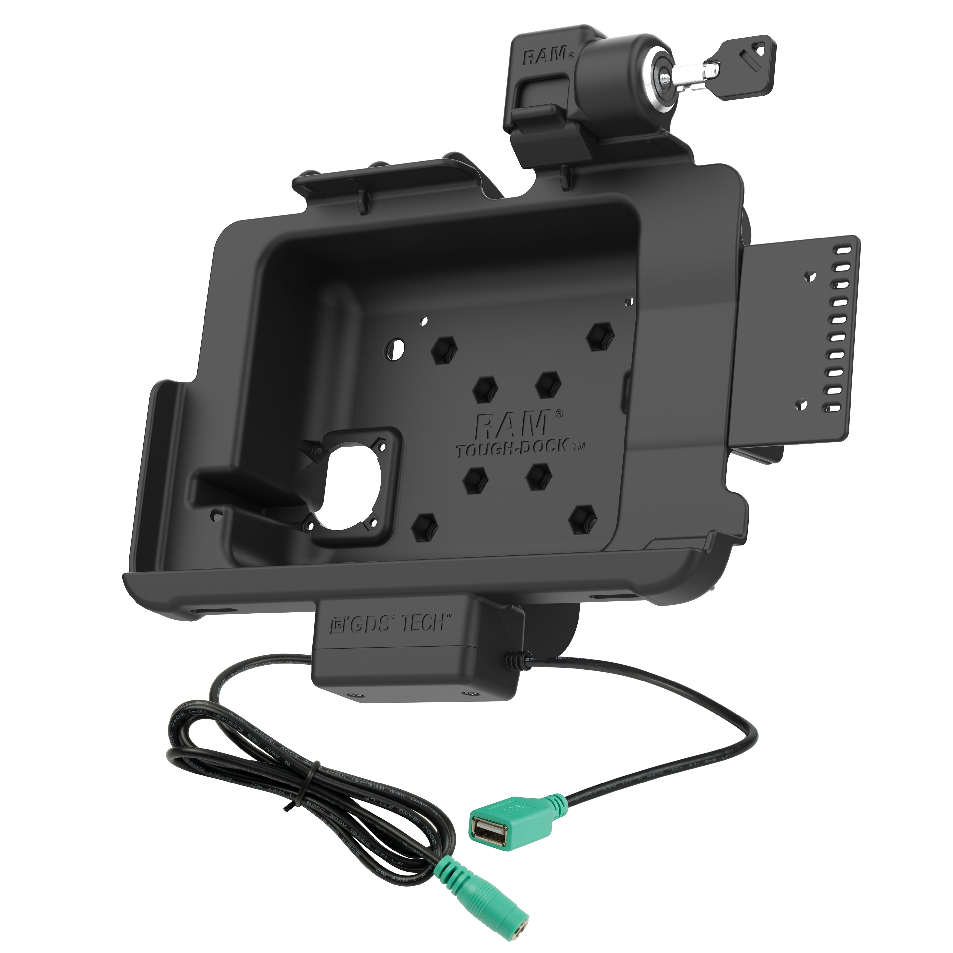 Vergrendelbare RAM Tough-Dock™ Oplaadfunctie + Data ondersteuning voor Zebra ET10,16 cm (4") X 25,40 cm (10") - RAM Mounts RAM-HOL-ZE21PDKLU afbeelding 2