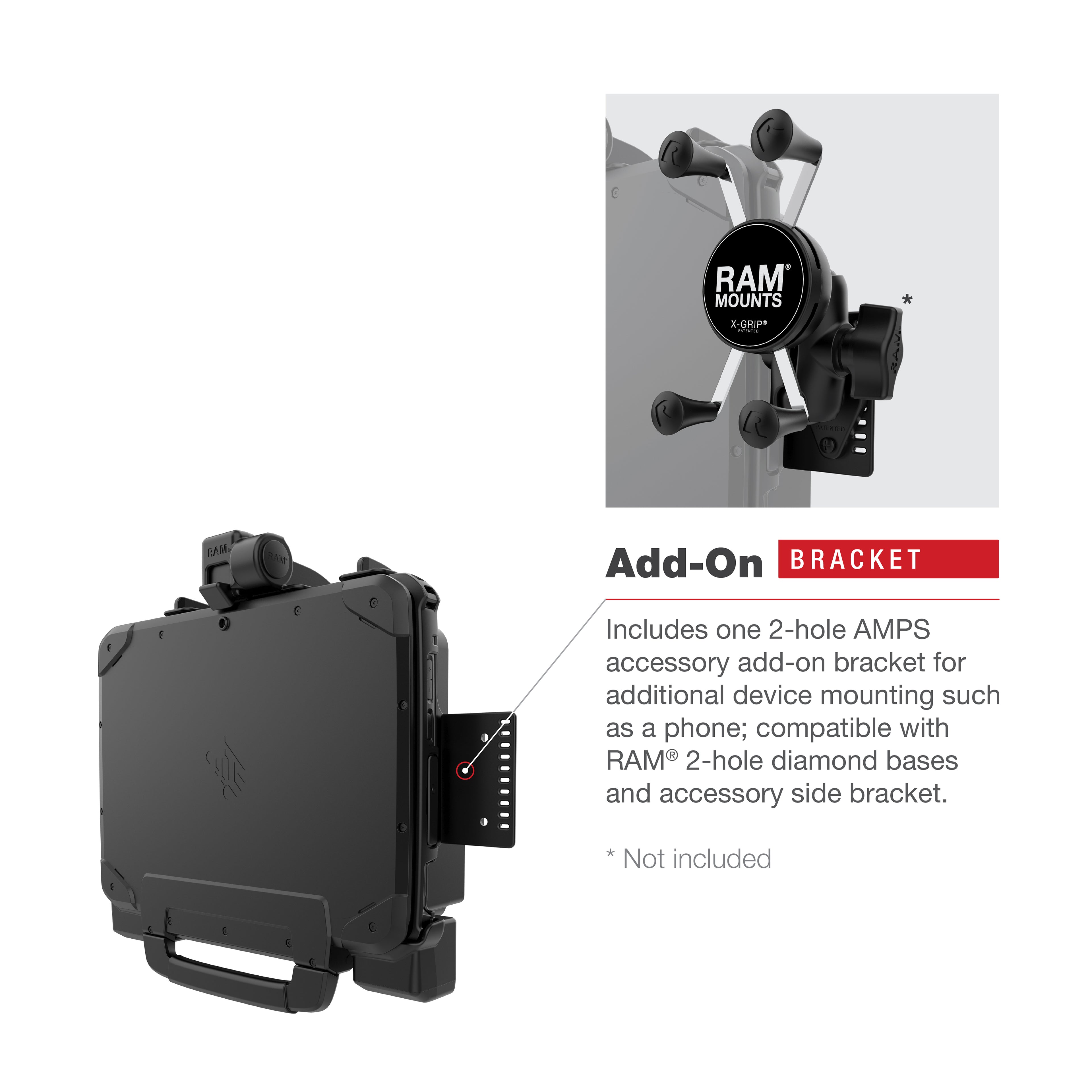 RAM Powered Dock voor Zebra ET8x 2-in-1 Tablet - RAM Mounts RAM-HOL-ZE22PU afbeelding 8