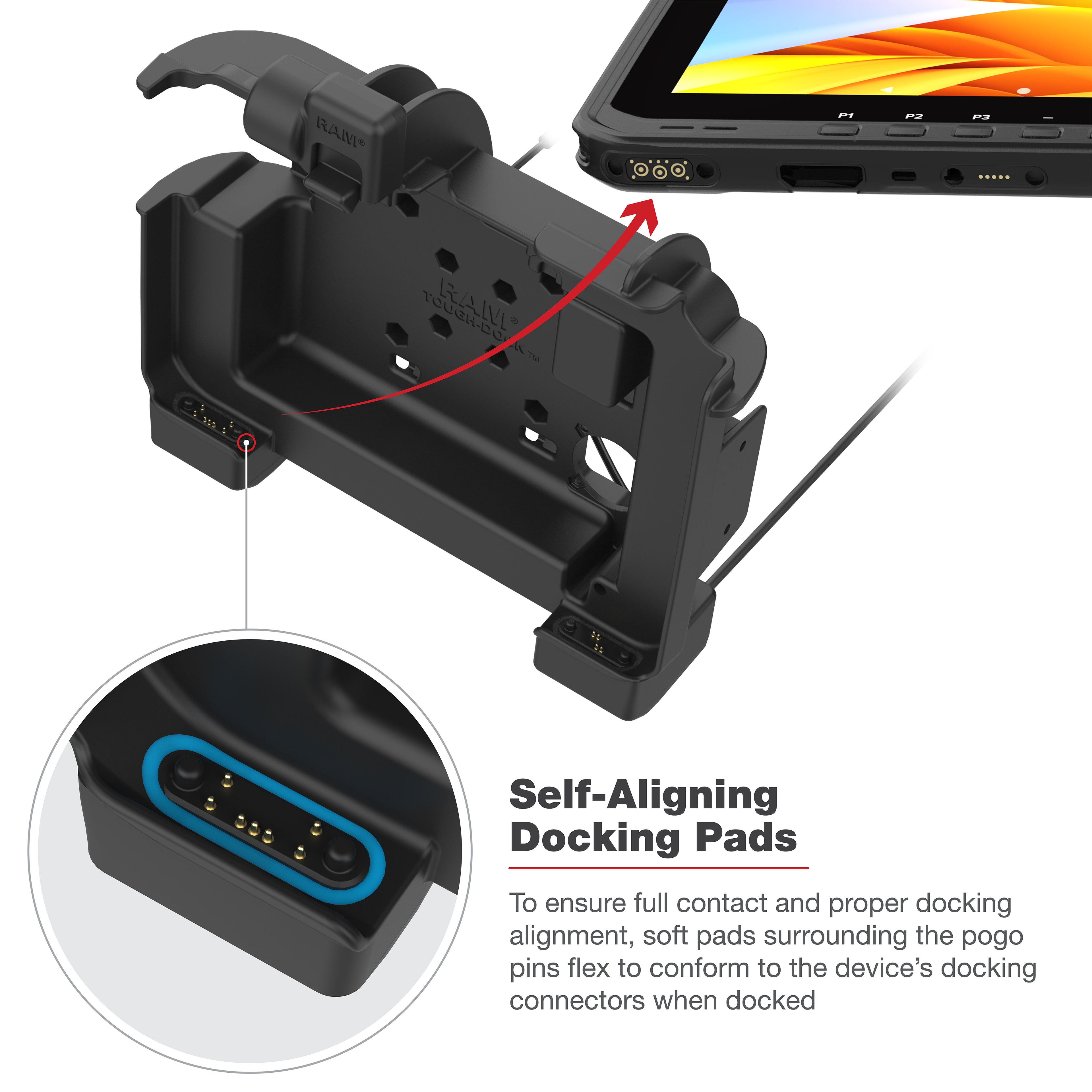RAM Power + Dual USB Dock voor Zebra ET6x - RAM Mounts RAM-HOL-ZE25PD2U afbeelding 5