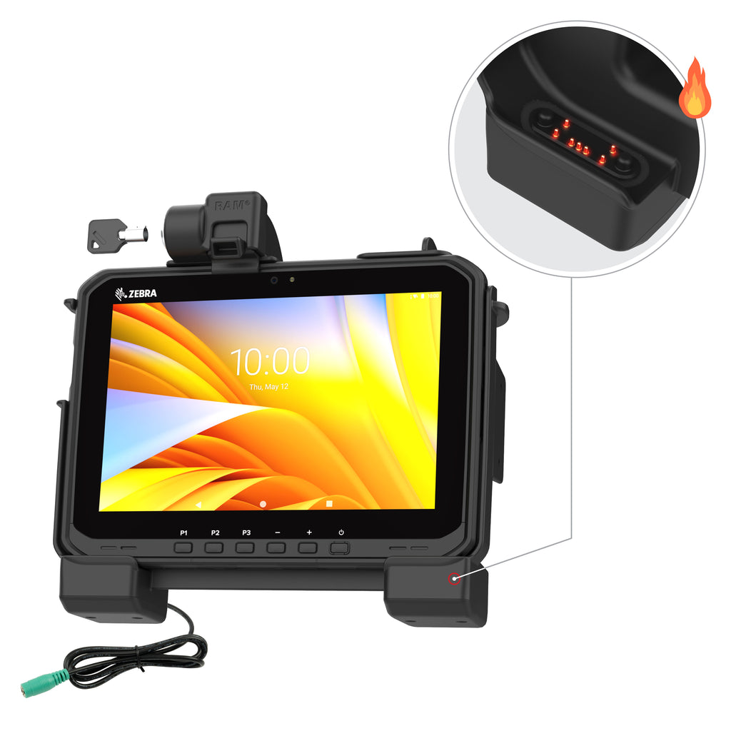 RAM aangedreven vergrendelingsdock voor zebra ET6X verwarmde pinnen - RAM Mounts RAM-HOL-ZE25PHLU