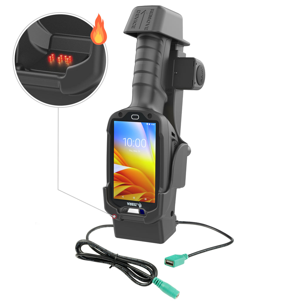 RAM Dock met vergendel- en oplaadfunctie + enkele USB-A voor Zebra TC8300 - Verwarmde Pinnen - RAM Mounts RAM-HOL-ZE26PDHU afbeelding 1