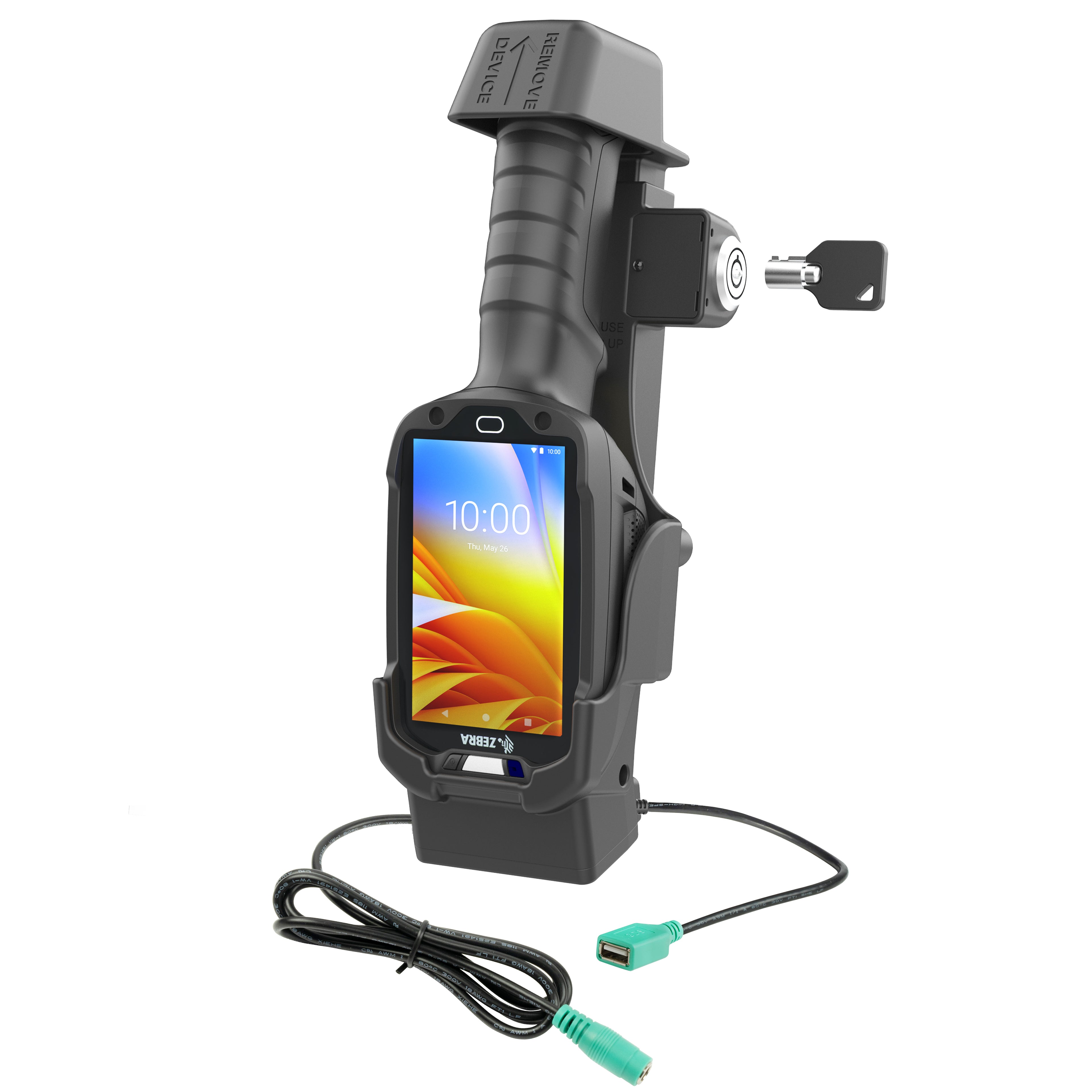 RAM dock met vergrendel en oplaadfunctie single USB a voor zebra TC8300 - RAM Mounts RAM-HOL-ZE26PDLU