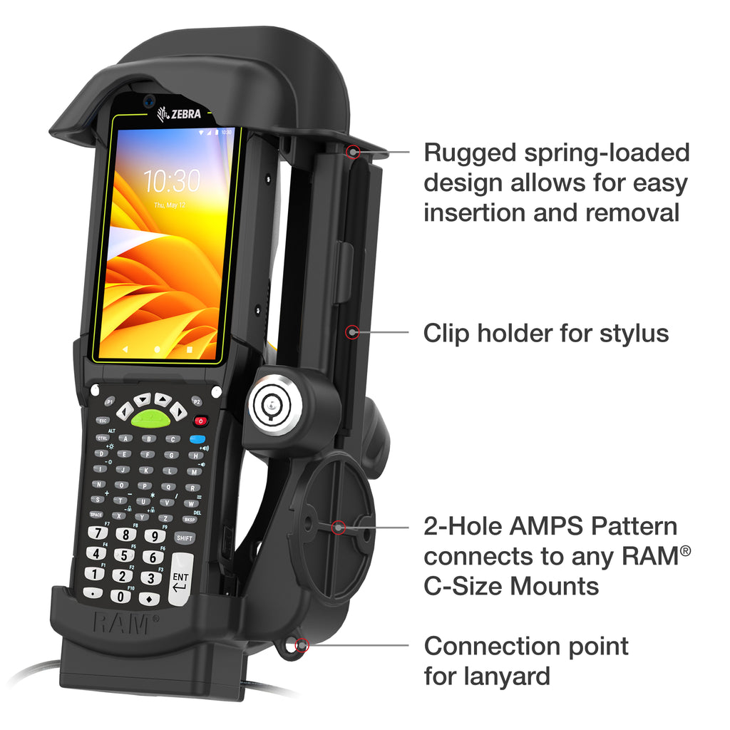 RAM Locking Powered Dock + USB-A voor Zebra MC1.010752688172 - Verwarmde pinnen - RAM Mounts RAM-HOL-ZE32PDHLU afbeelding 5
