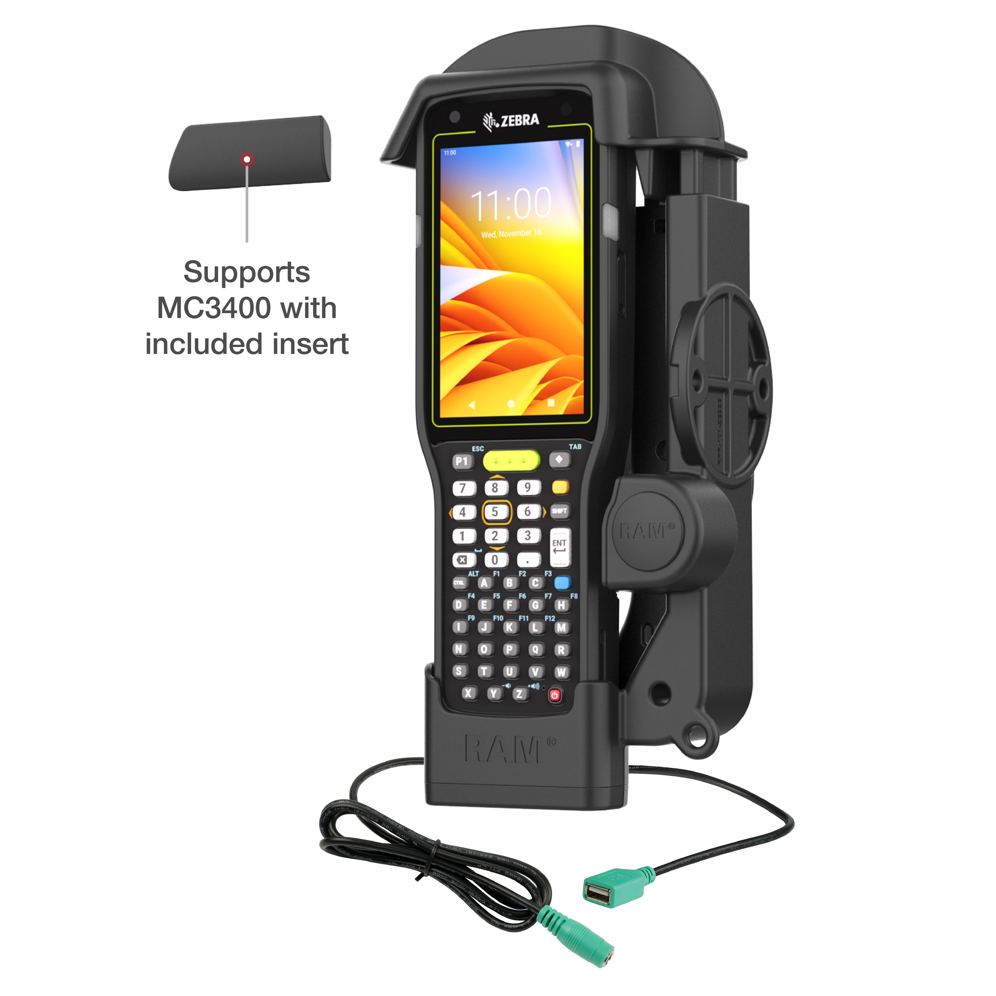 RAM Dock met oplaadfunctie + Enkele USB-A voor Zebra MC0.97058823529412/3450 - RAM Mounts RAM-HOL-ZE33PDU afbeelding 6