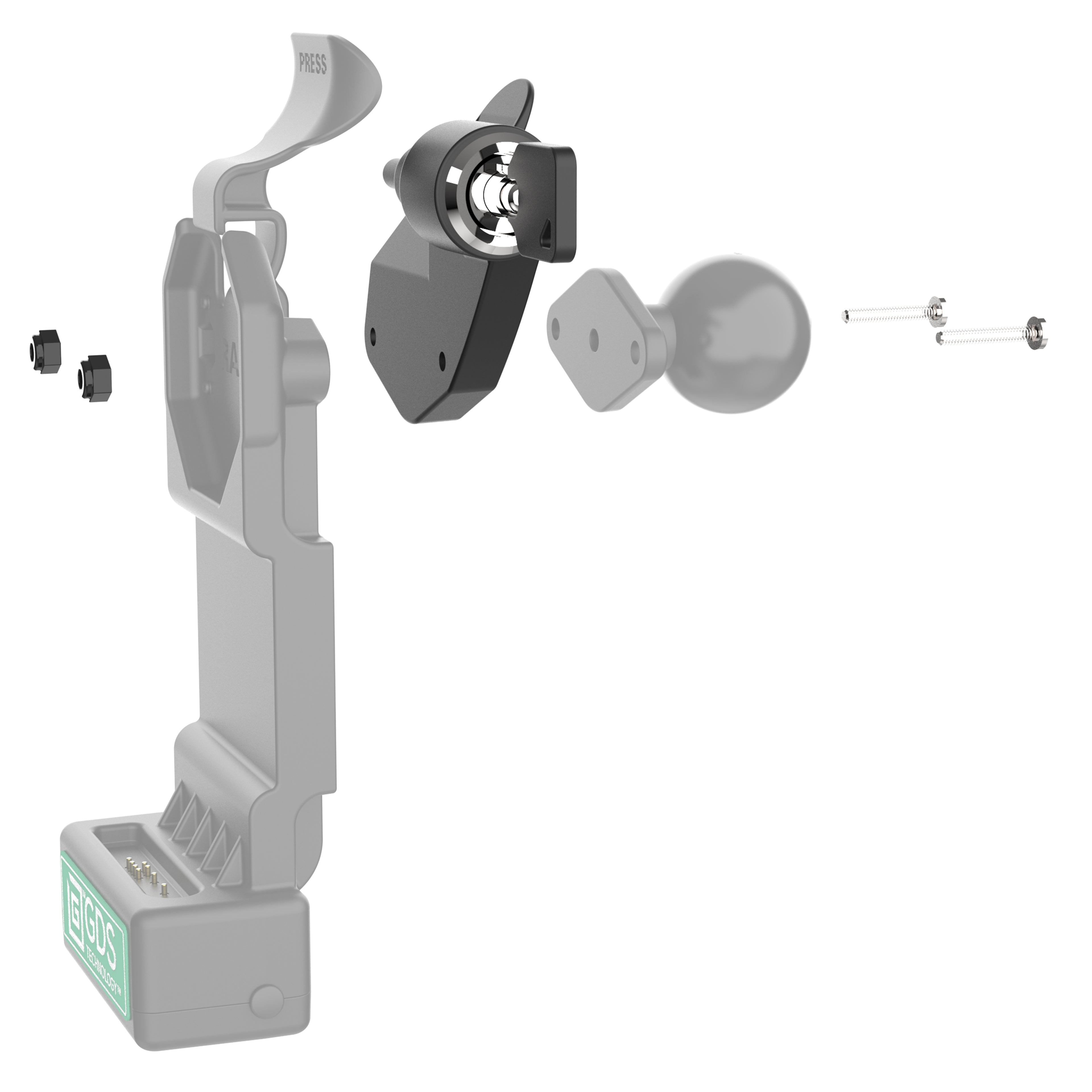 GDS® Uni-Conn™ Rechtsgerichte vergrendelingsadapter voor Snap-In Docks en houders - RAM Mounts RAM-LOCK-U1LRU afbeelding 2