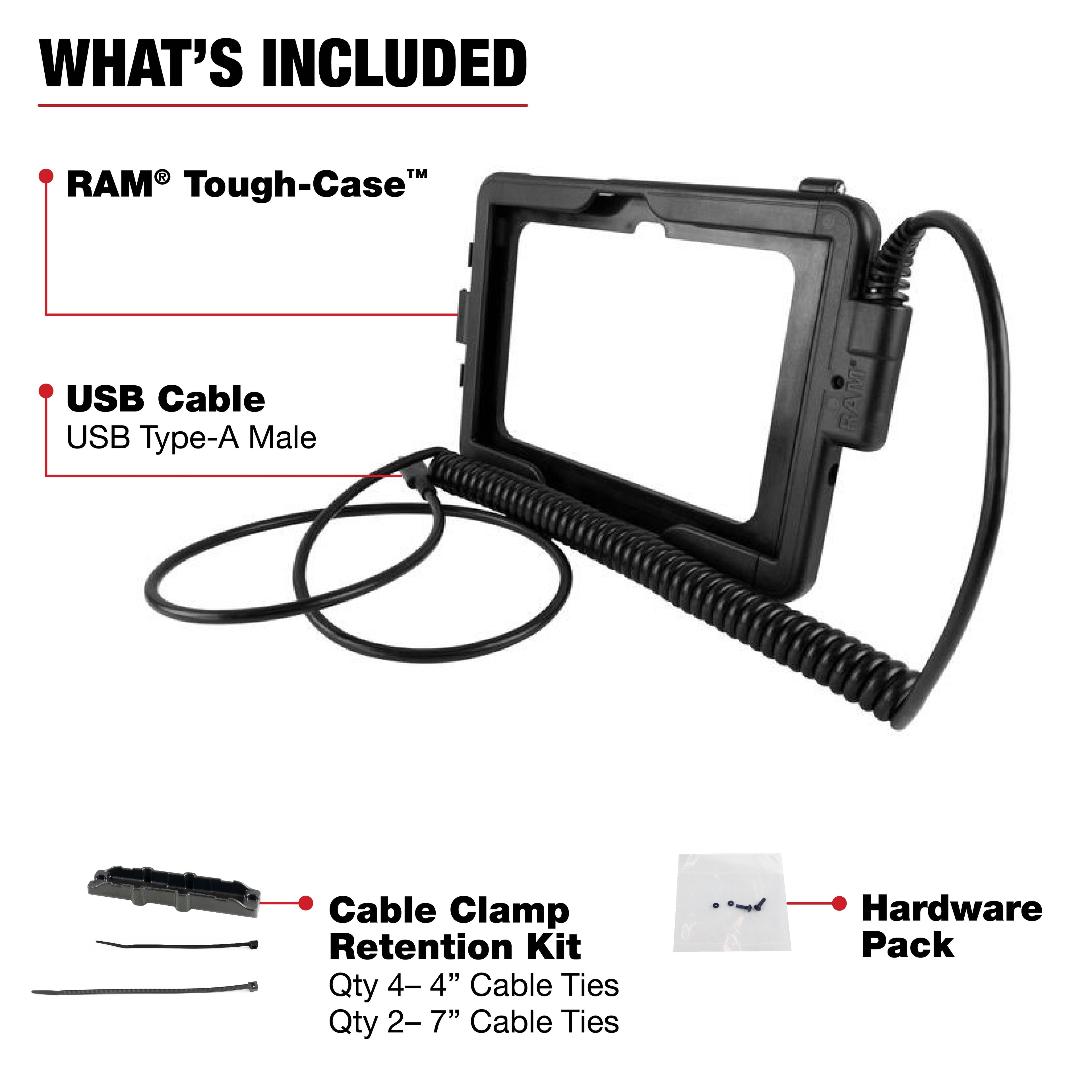 to USB-C™RAM Tough-Case™ voor Samsung Tab Active Pro - Type A Male USB naar USB-C™ - RAM Mounts RAM-TC-SAM54U afbeelding 4