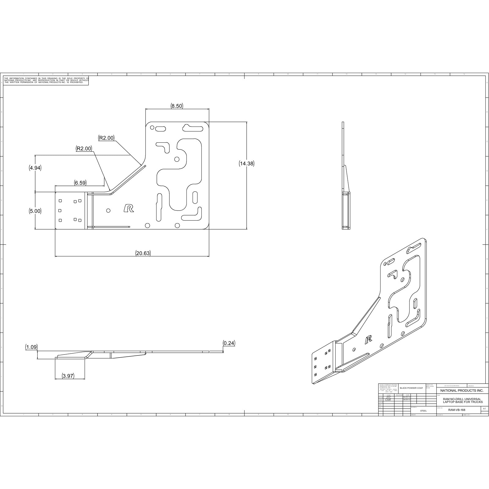 RAM No-Drill™ Universele Voertuigbasis voor zware vrachtwagens - RAM Mounts RAM-VB-168 afbeelding 2