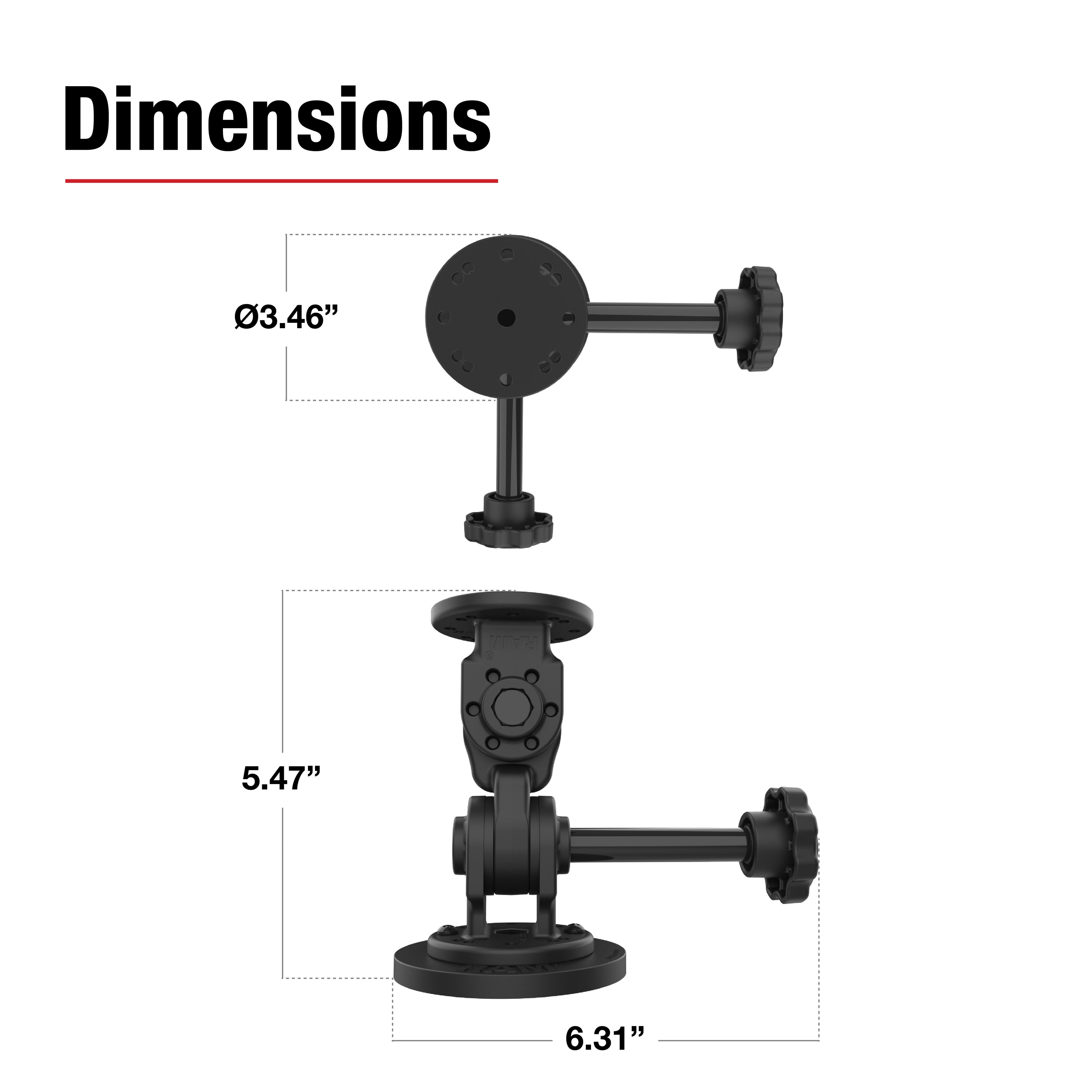 RAM Dubbele 90-Graden Pivot Magnetische Bevestiging met Knop - RAM Mounts RAP-101-PV4-2P-MAG88U afbeelding 3