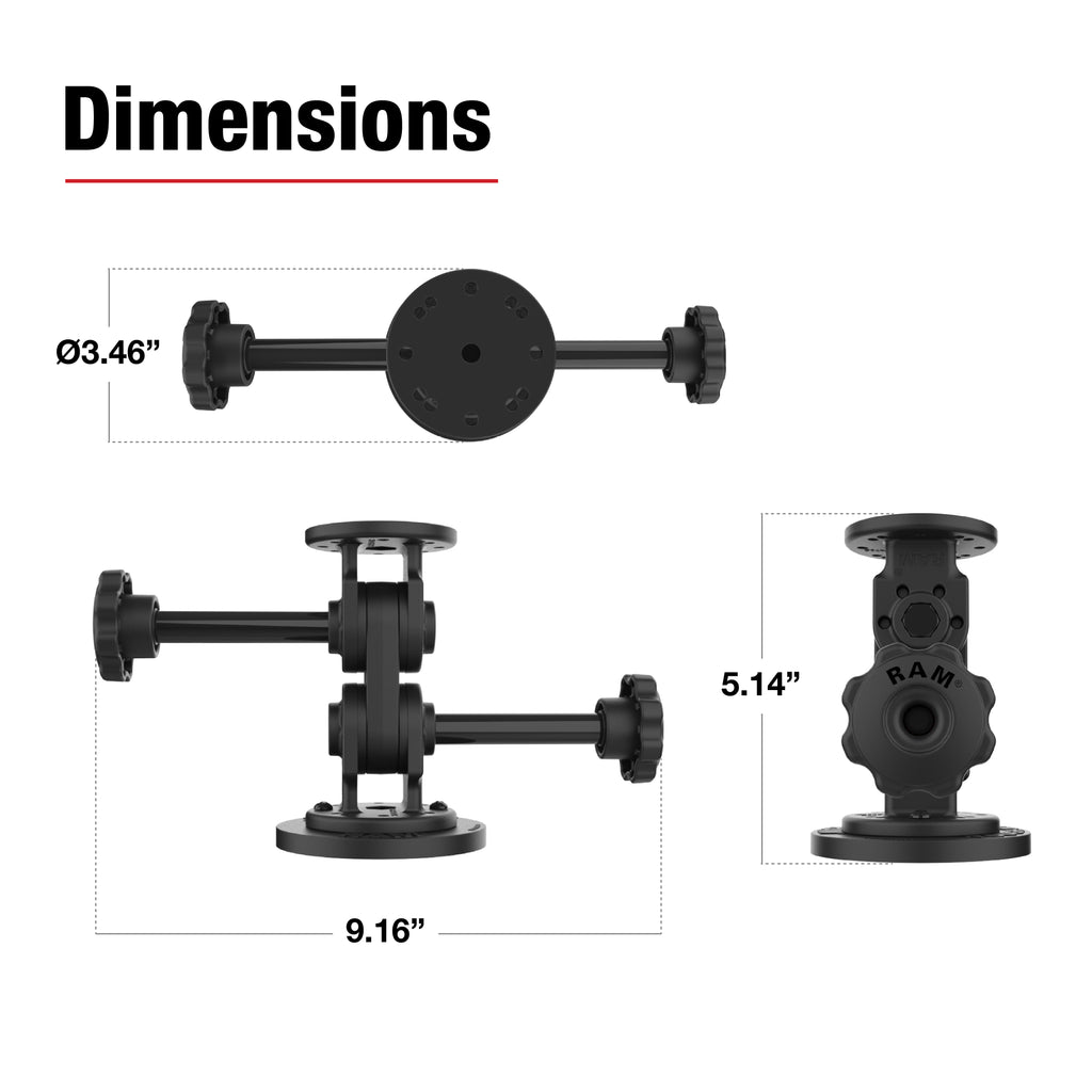 RAM Dubbele Rechte Pivot Magnetische Bevestiging met Knop - RAM Mounts RAP-101-PV4-2S-MAG88U afbeelding 3