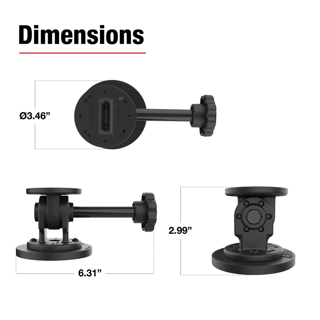 RAM Enkele Pivot Magnetische Bevestiging met Knop - RAM Mounts RAP-101-PV4-MAG88U afbeelding 3