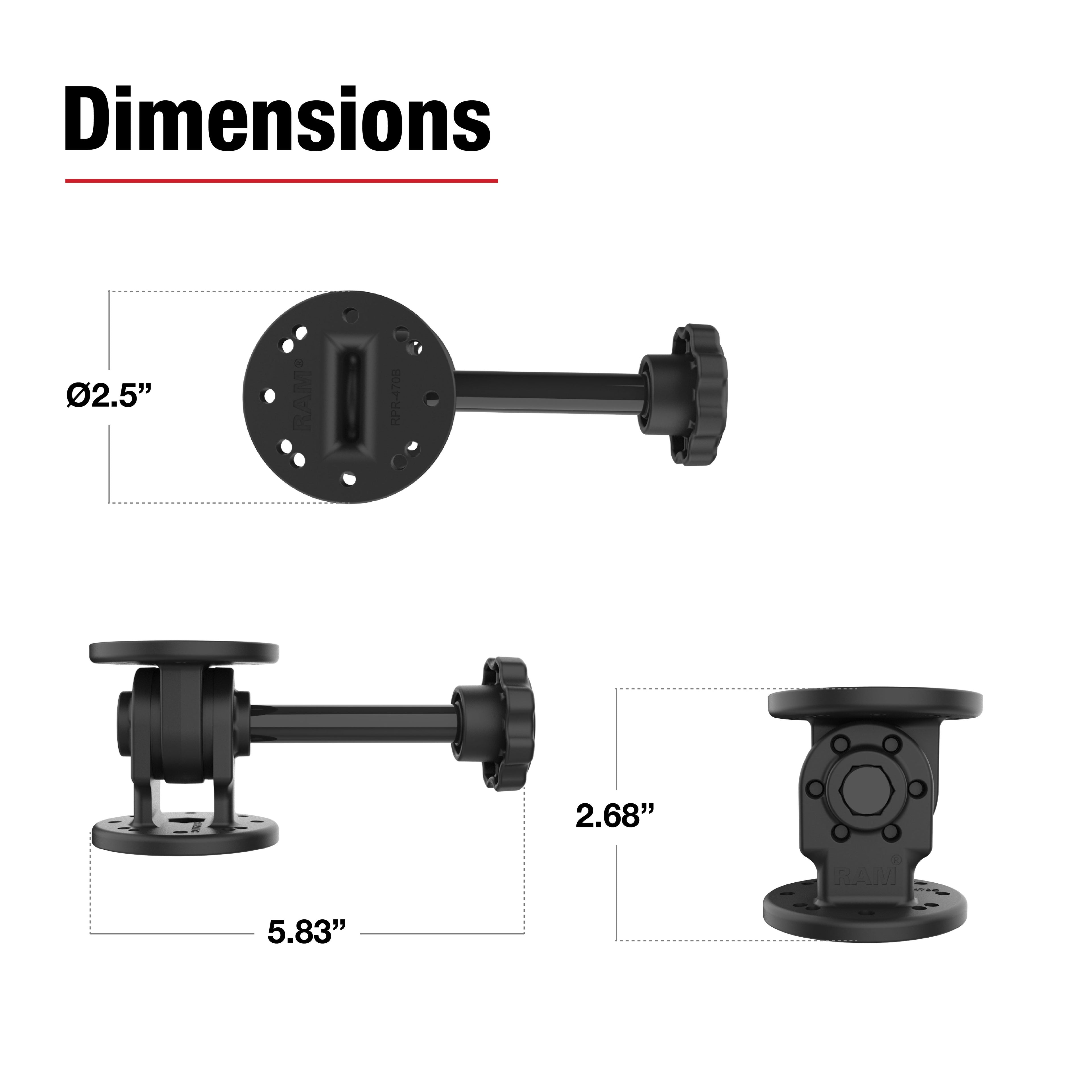 RAM Enkele Scharnierbevestiging met Knop - RAM Mounts RAP-101-PV4U afbeelding 3