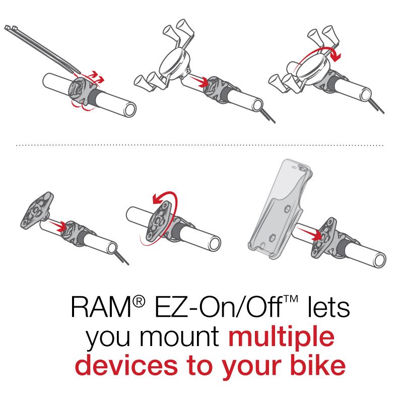 RAM EZ-Aan/Uit™ Fietshouder voor Garmin Colorado 300, 400c, 400i & 400t - RAM Mounts RAP-274-1-GA27 afbeelding 2