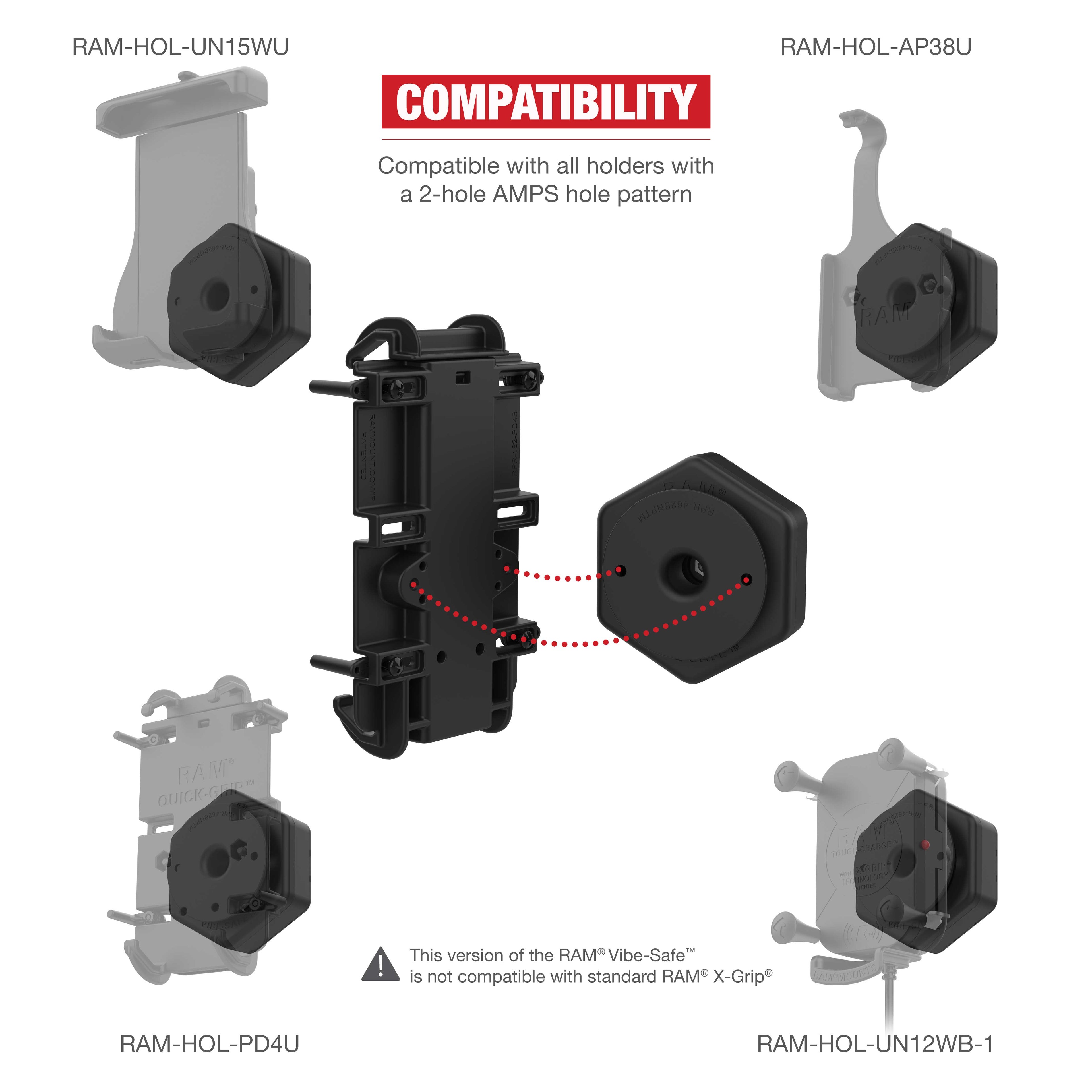 RAM Tough-Claw™ Kleine Klem Basis met Vibe-Safe™ Adapter - RAM Mounts RAP-400-462NPT afbeelding 4