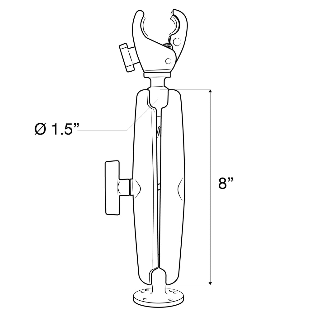 RAM Trolling Motor Stabilizer - Tough-Claw™.1587,50 cm (625") - 2,90 cm (1.14") Lange Arm - RAM Mounts RAP-400-D-202U afbeelding 4