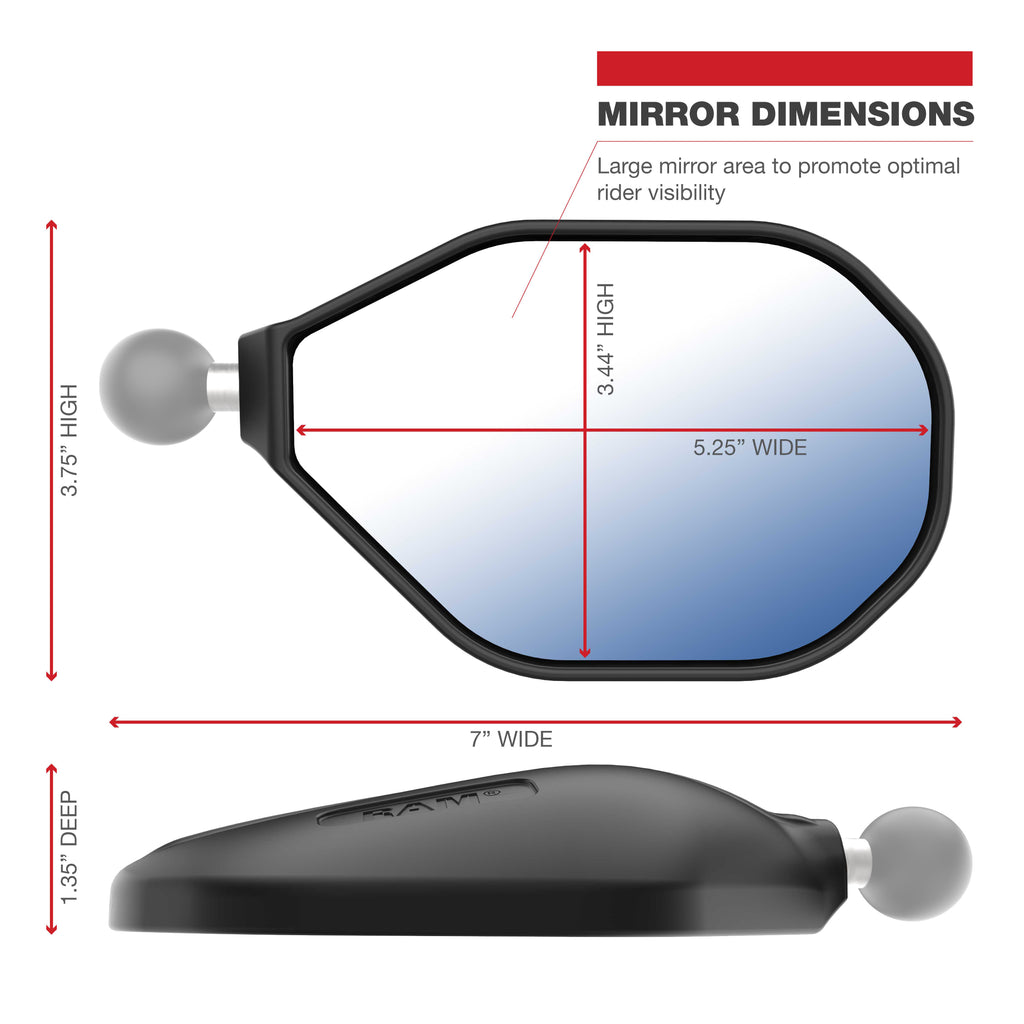 RAM Tough-Mirror™ Rechter spiegel zonder kogel - RAM Mounts RAP-465RU afbeelding 2