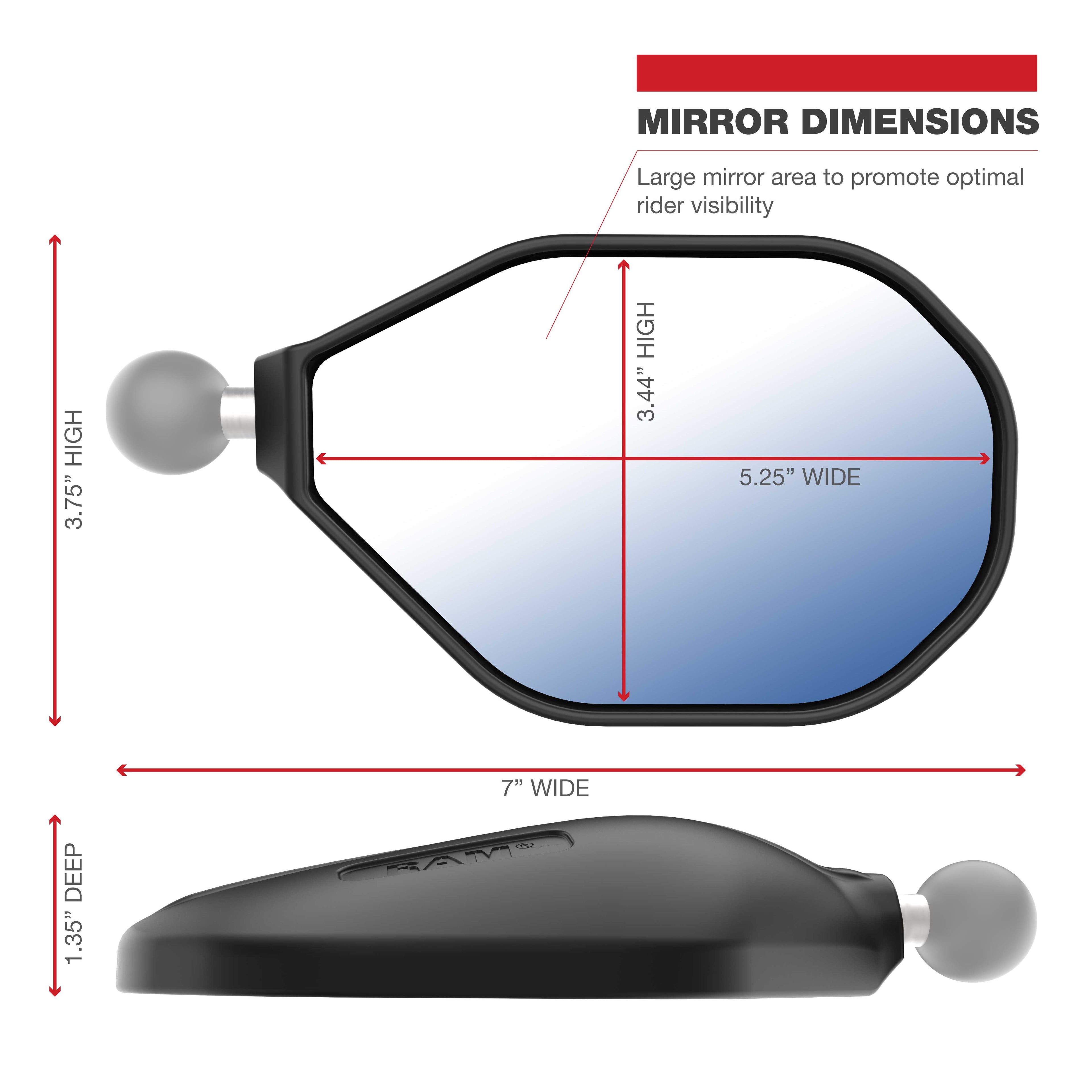 RAM Tough-Mirror™ Rechter spiegel zonder kogel - RAM Mounts RAP-465RU afbeelding 2