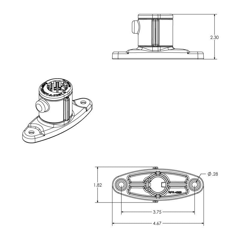 RAM Universele Adapt-A-Post™ 2-Gats Boor-Down Base - RAM Mounts RAP-AAPUDTU afbeelding 5