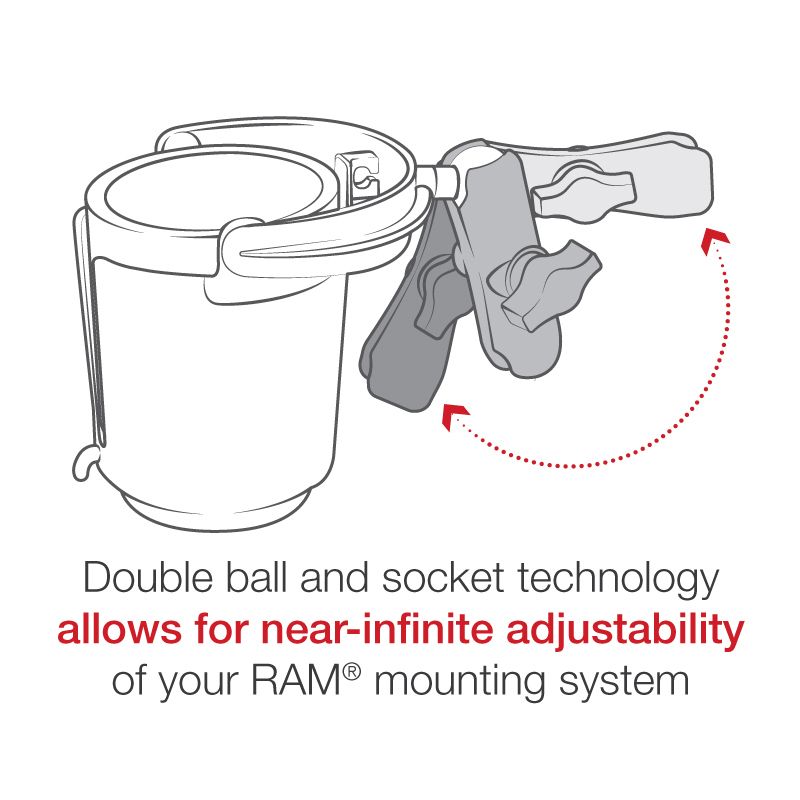 RAM Level Cup™ 16oz Drinkhouder met Dubbele Socket Arm - RAM Mounts RAP-B-132B-201U afbeelding 4