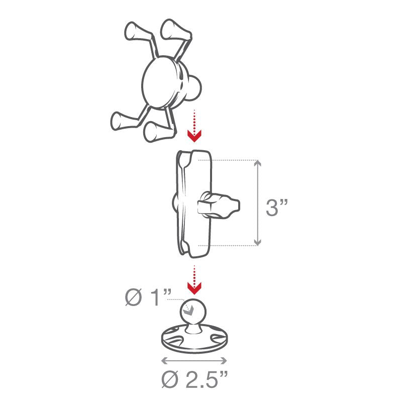 RAM X-Grip® Hoge-sterkte Composiet Telefoon Houder met Drill-Down Basis - RAM Mounts RAP-B-138-UN7U afbeelding 4