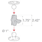 RAM Composiet Dubbele Socket Arm - B Maat Kort - RAM Mounts RAP-B-201U-A afbeelding 4