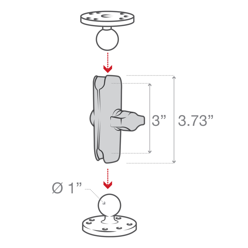 RAM Composiet Dubbele Socket Arm - B Maat Medium - RAM Mounts RAP-B-201U afbeelding 3