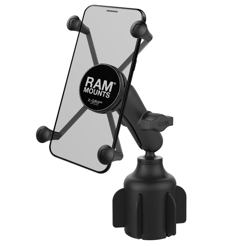 RAM X-Grip grote telefoonhouder met RAM stubby cup holder base - RAM Mounts RAP-B-299-4-UN10U