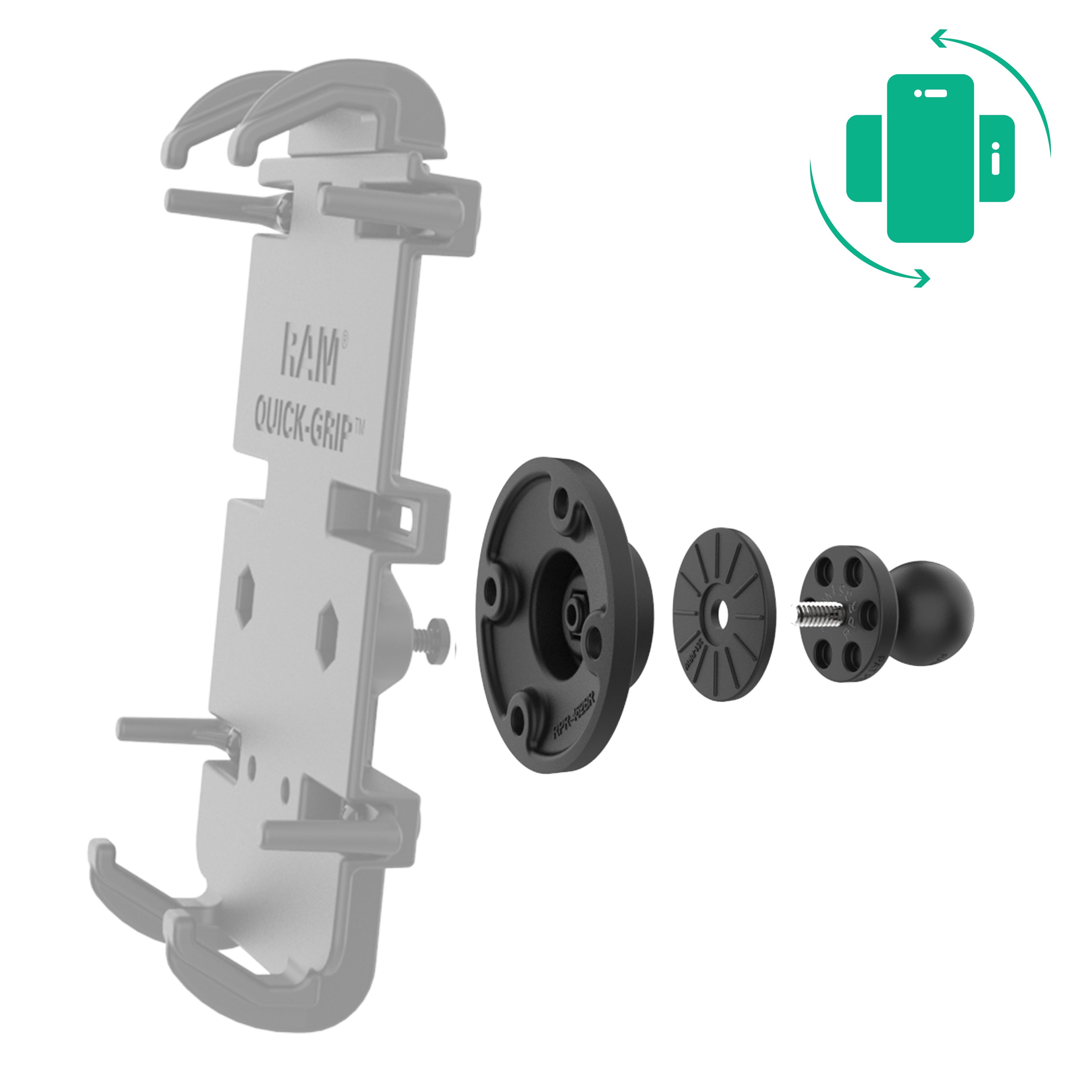RAM Roterende Kogeladapter voor Telefoon- en Handheld Houders - Formaat B - RAM Mounts RAP-B-351-4RU afbeelding 2