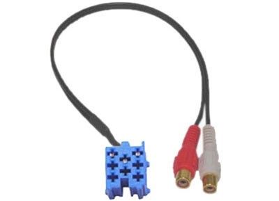 Audio adapterkabel 2x RCA F - 8 pin blauw mini iso aux 0.1m