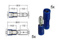 Kabelschoen rond assortiment 5 man. + 5 vrouw. blauw 4mm