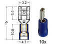 Kabelschoen schuif vrouwelijk 2.8 mm blauw 10 stuks