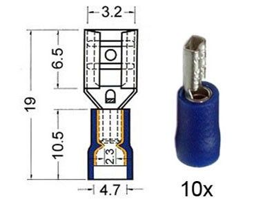 Kabelschoen schuif vrouwelijk 2.8 mm blauw 10 stuks