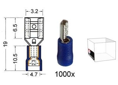 Kabelschoen schuif vrouwelijk 2.8 mm blauw 1000 stuks