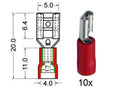 Kabelschoen schuif vrouwelijk 4.8 mm rood 10 stuks