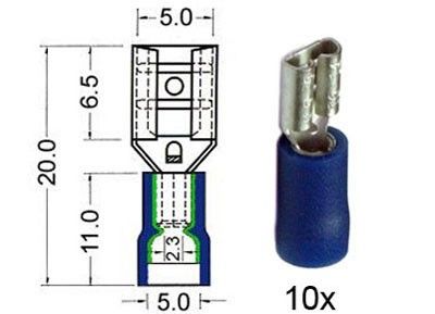 Kabelschoen schuif vrouwelijk 4.8 mm blauw 10 stuks