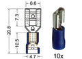Kabelschoen schuif vrouwelijk 6.3 mm blauw 10 stuks