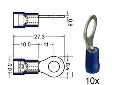 Kabelschoen ring 8 4mm blauw 10 stuks