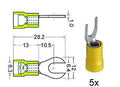 Kabelschoen vork 6 mm geel 5 stuks