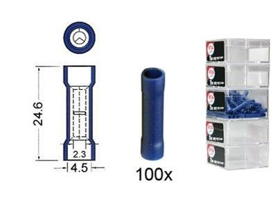 Kabeldoorverbinders blauw 2 3-4 5 mm 100 stuks
