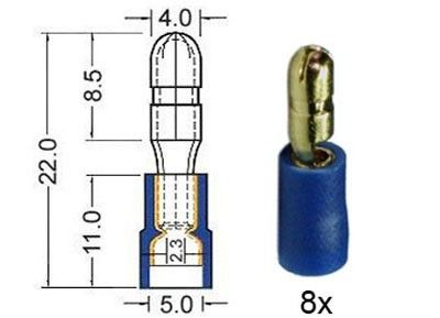 Kabelschoen rond verguld 4 0 mm blauw 8 stuks