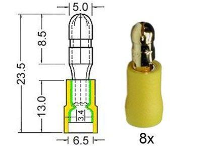 Kabelschoen rond verguld 5 0 mm geel 8 stuks