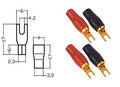 Kabelschoen vork verguld rood/zwart 4-6mm² diam 4 mm