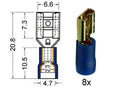 Kabelschoen vrouwelijk verguld 6 3 mm blauw 8 stuks